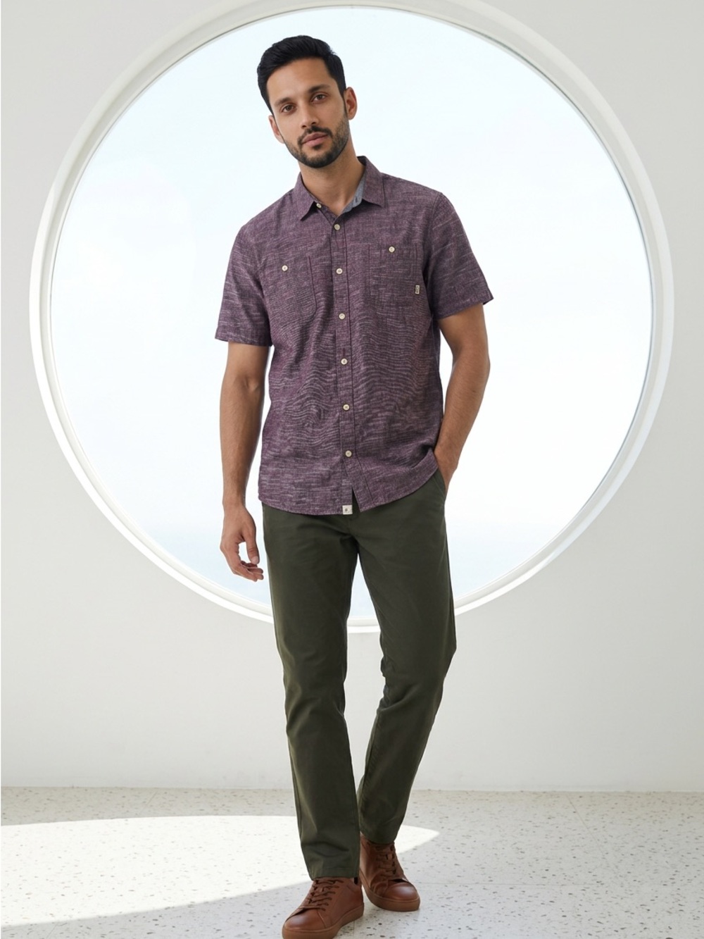 Vans Heathered Plum Short Sleeve Button-Up Shirt